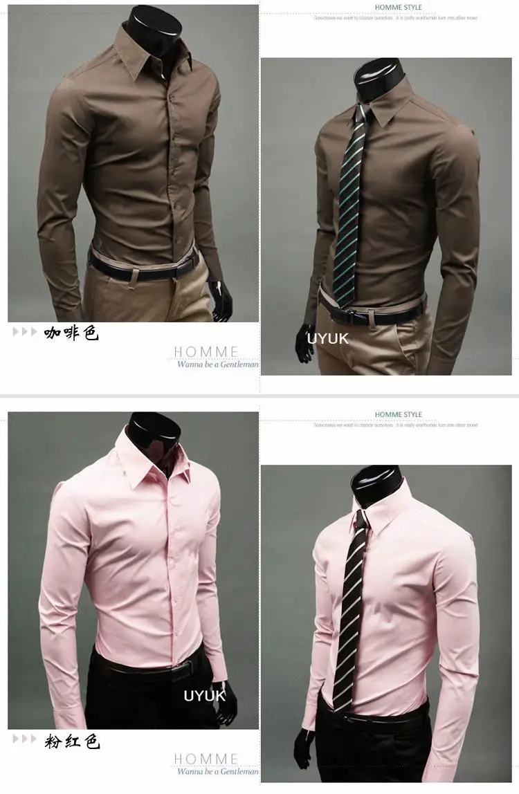 Men British Style Business Long-Sleeve Slim fit Casual Shirts Men's Clothing
