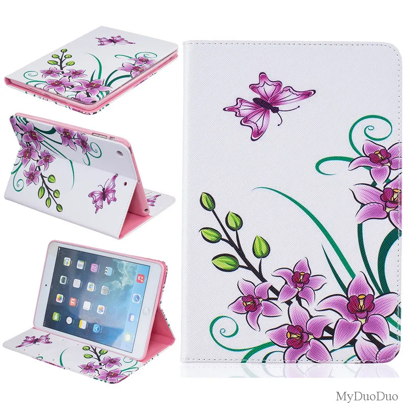 mCute Bear Black Wallet Case For Ipad Mini 2 Case For Ipad Mini  Mini 1 Mini 2 Mini 3 Case Butterfly Flower PU Leather Cover  (77)