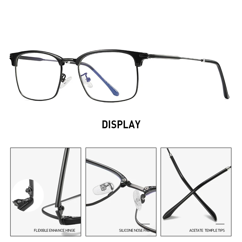 BANMAR Men Optical Frames Anti Blue Rays Eyeglasses Frames Rack Commercial Glasses Fashion Eyeglasses Frame Myopia Frames A1828