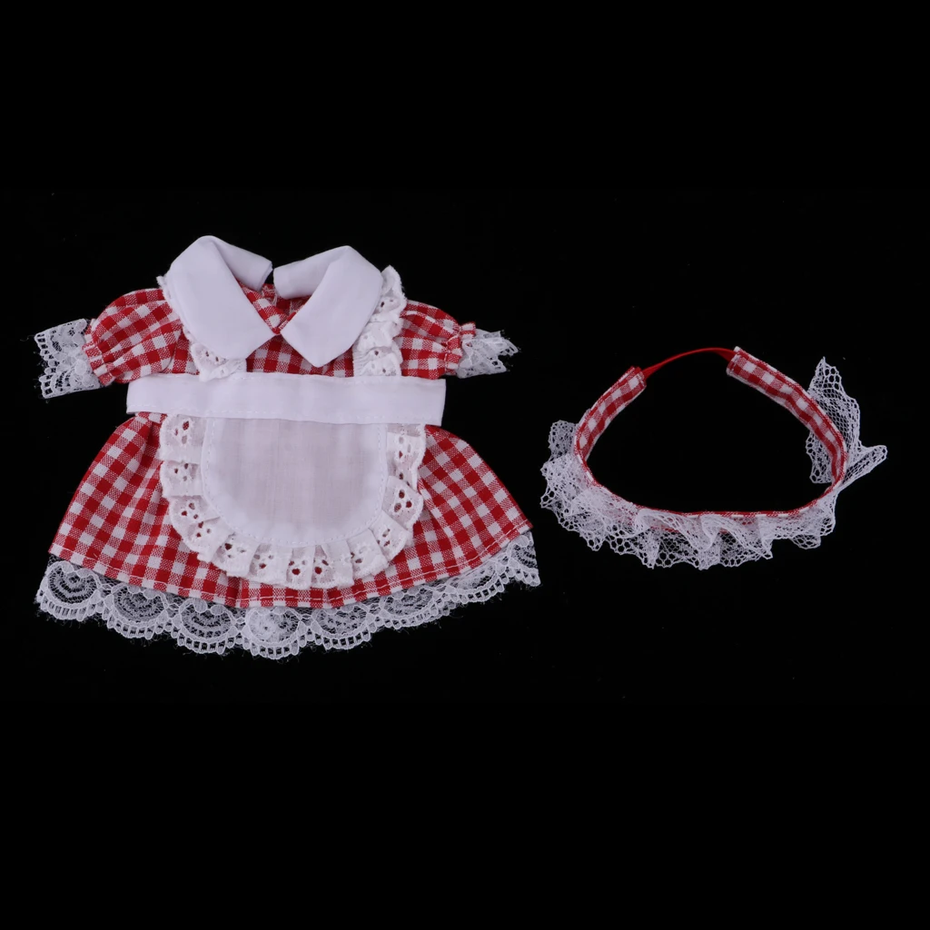 3 Pieces Cute Clothing Loungewear Lace Dress Skirt Headwear Sockings Set For 25cm Mellchan Doll Outfits Clothes Accessories