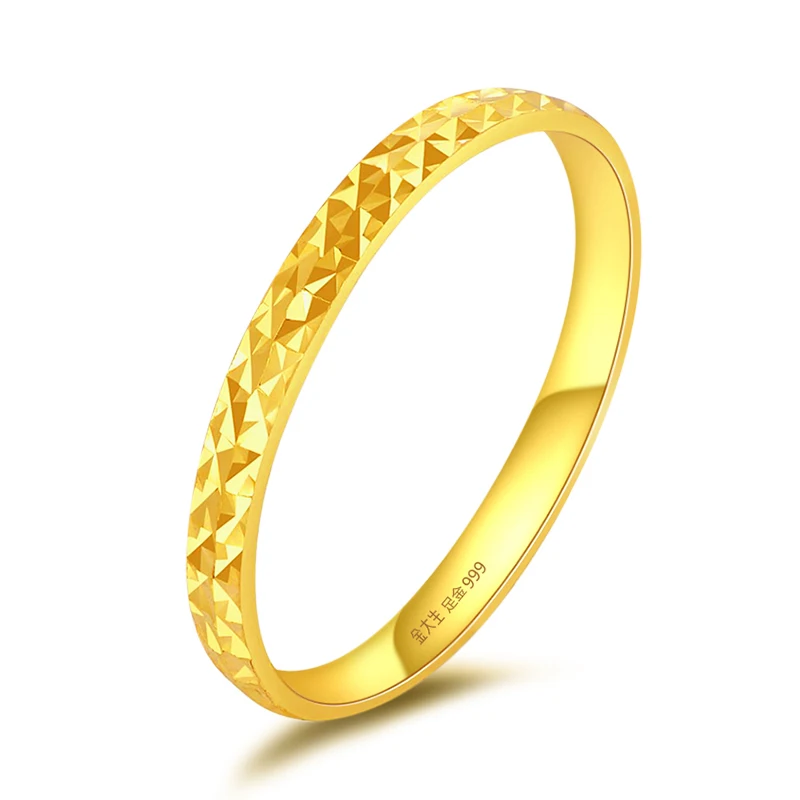 

Solid 24K Yellow Gold Ring Band Women 999 Gold Full Star Ring Size4-9