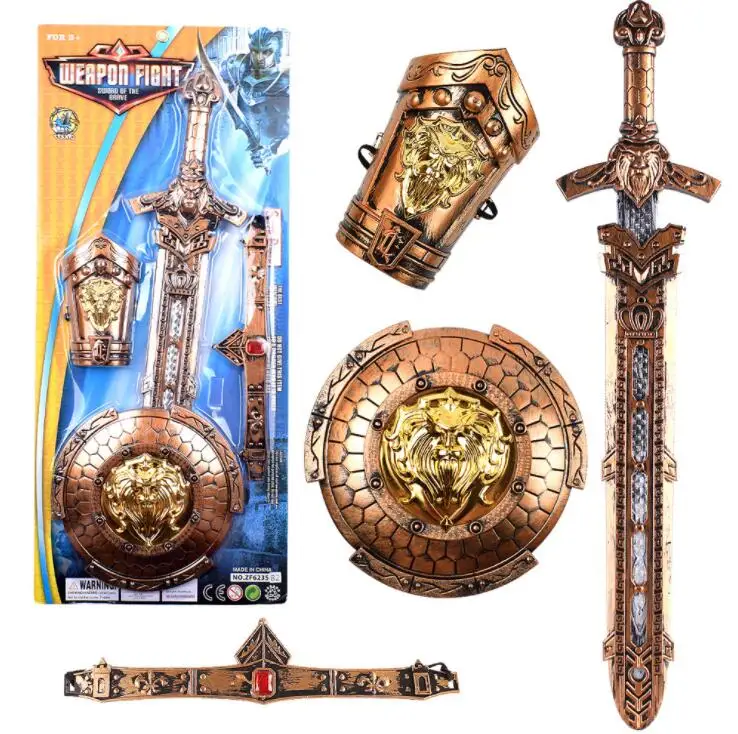 

Bronze Weapon Set Simulation Bow Sword Shield Arm Band Combination Children's Toys Weapons Cosplay Sword Knight 1556