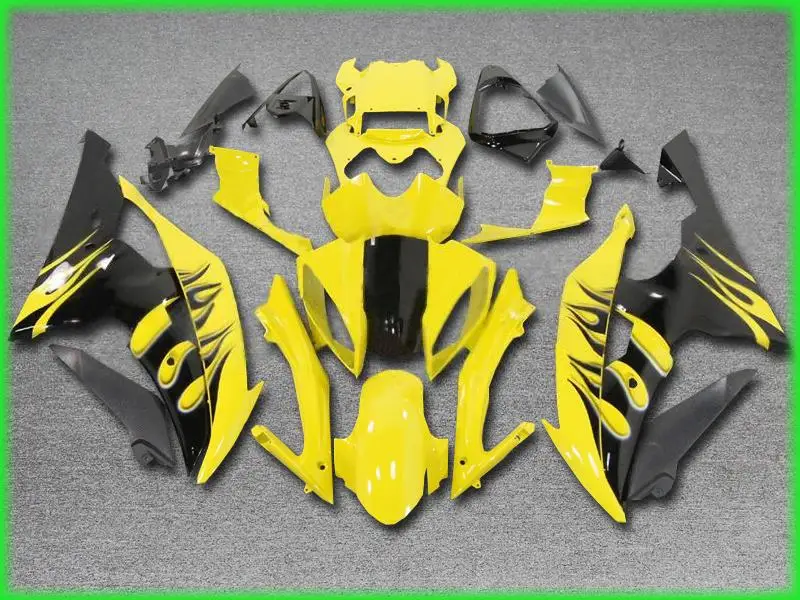 

Black flames yellow Fairing kit for YAMAHA YZFR6 08 09 10 11 12 14 Injection mold YZF R6 2008 2014 YZF600 Fairings+7gifts YX38
