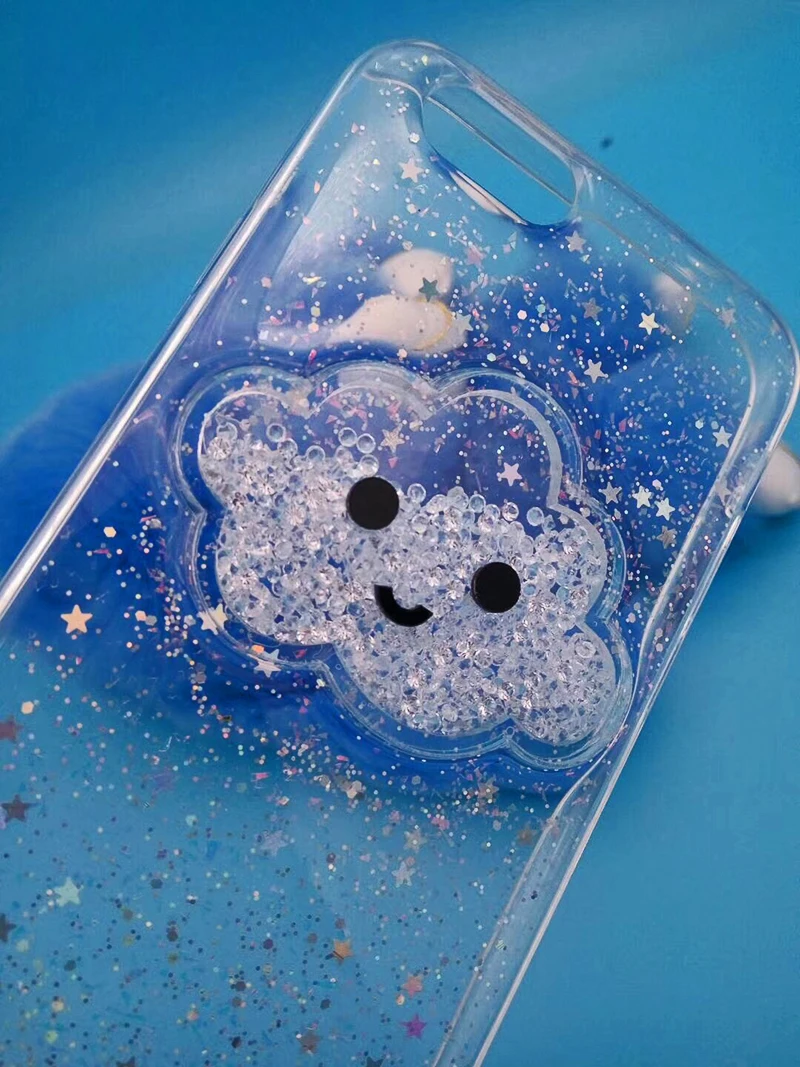 Cute Glitter Powder Smile Face Clouds Mobile Phone Case For iPhone X Soft TPU Dynamic Beads Back Cover For iphone 6 6s 7 8 Plus Case (14)