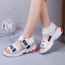 Shoes Women Platform Sandals Female Summer New Casual Shoes Sweet Flowers Buckle Open Toe Wedge Sandals Floral High-heeled Shoes maxmuxun women shoes comfort slip on classic high platform wedge sandals 2018 summer ladies open toe buckle strap thick shoes