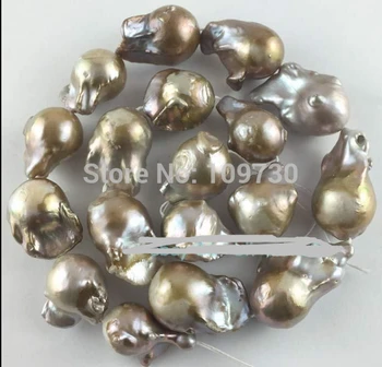 

Jewelry 00135 18-25mm Natural Uncleate Freeform Pink Purple whit Golden Freshwater Pearl