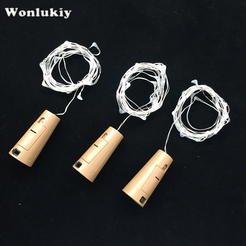 Wonlukiy 50pcs/lot 2m Cork Shaped Wine Bottle Stopper Lamp Copper