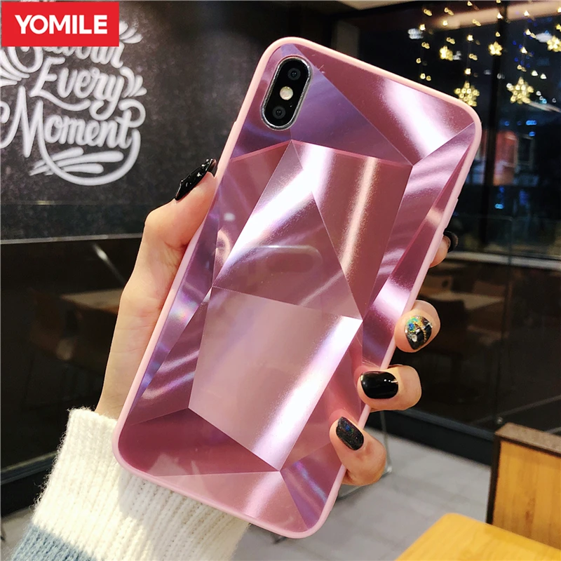 

Luxury Brand Shine Bling Mirror Marble Case Estojo For iPhone 6 6S 7 8 Plus Telefon Kilifi Cover For Apple X XR XS Max Estuche S