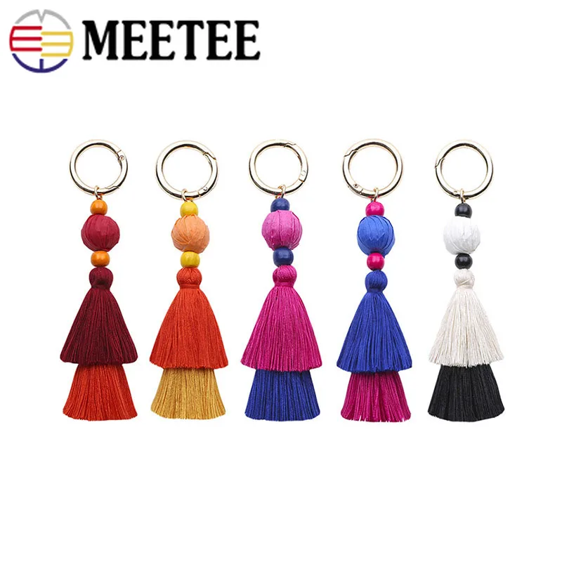 cheap Meetee 3pcs 15X3.5cm Cotton Tassel O Ring Srping Buckle for Woman Pendant Gift Bag Summer Decor DIY Handmade Accessories TF206