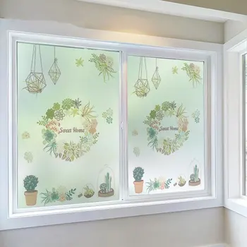 

Wreath Customed Size Decorative Glass Window Film Static Cling no Glue Privacy Opaque Stickers Sliding door Bathroom office