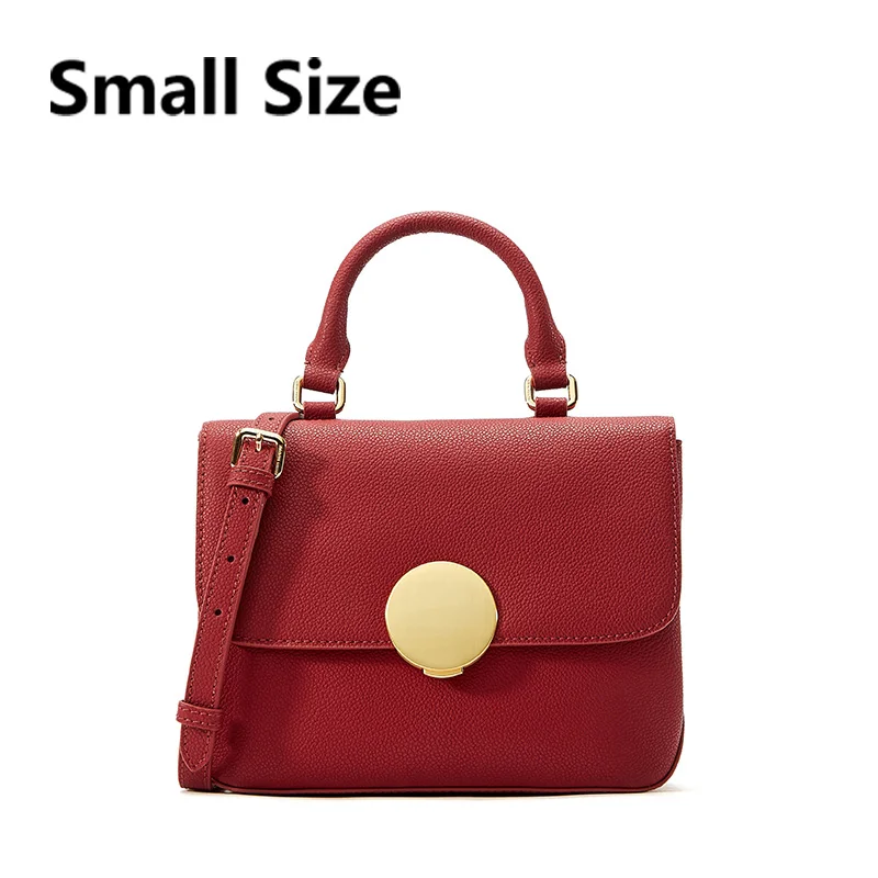 EMINI HOUSE, женские сумки с замком, с верхней ручкой, спилок, кожа, ручная сумка, женские роскошные сумки, сумки, дизайнерская сумка на плечо для женщин - Цвет: Red Small