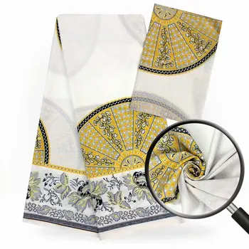 

imitated silk fabric digital wax print fabric African silk wax 4 yards + 2 yards chiffon lace for women dress
