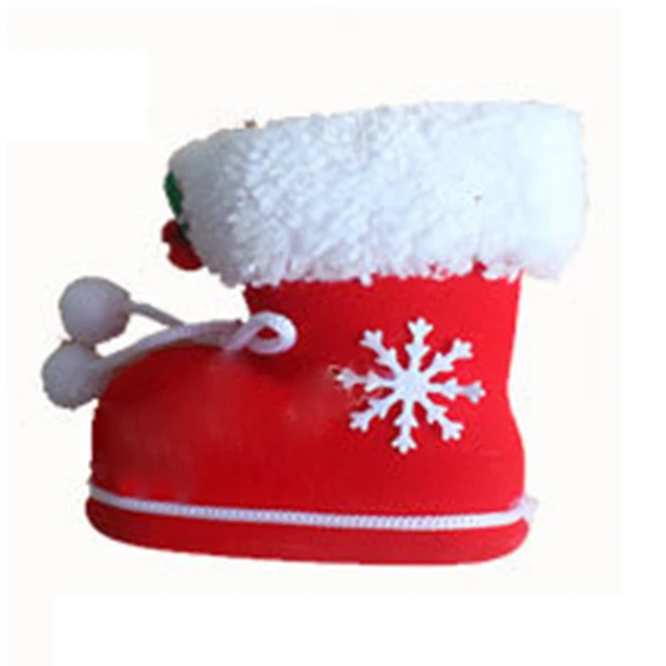 HOT SALE 1 red plastic small Christmas decoration flocking candy boots