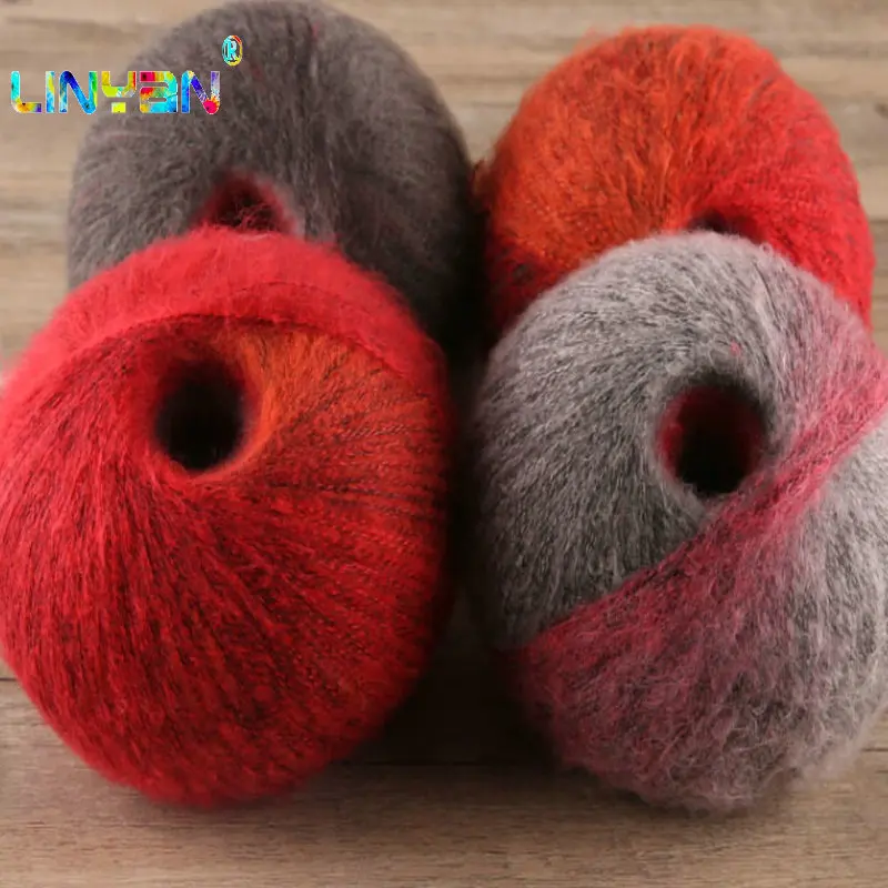 

2 pieces*125g long space dye mohair Yarn for Knitting thread to knit multicolour Hand Knitting Wool yarn crochet t50