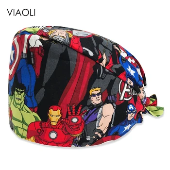 

New Male doctor surgical cap anime print scrub cap pet grooming doctor work cap cotton medical use doctor accessories nurse cap