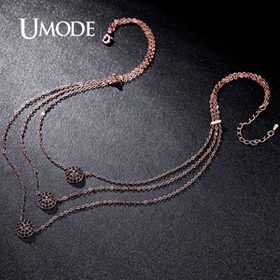 UMODE Мода 3 слоя ожерелья и подвески микро CZ Половина Мячи 4 цвета колье для Для женщин горячие ювелирные изделия колье UN0230 - Окраска металла: Black CZ Diamond