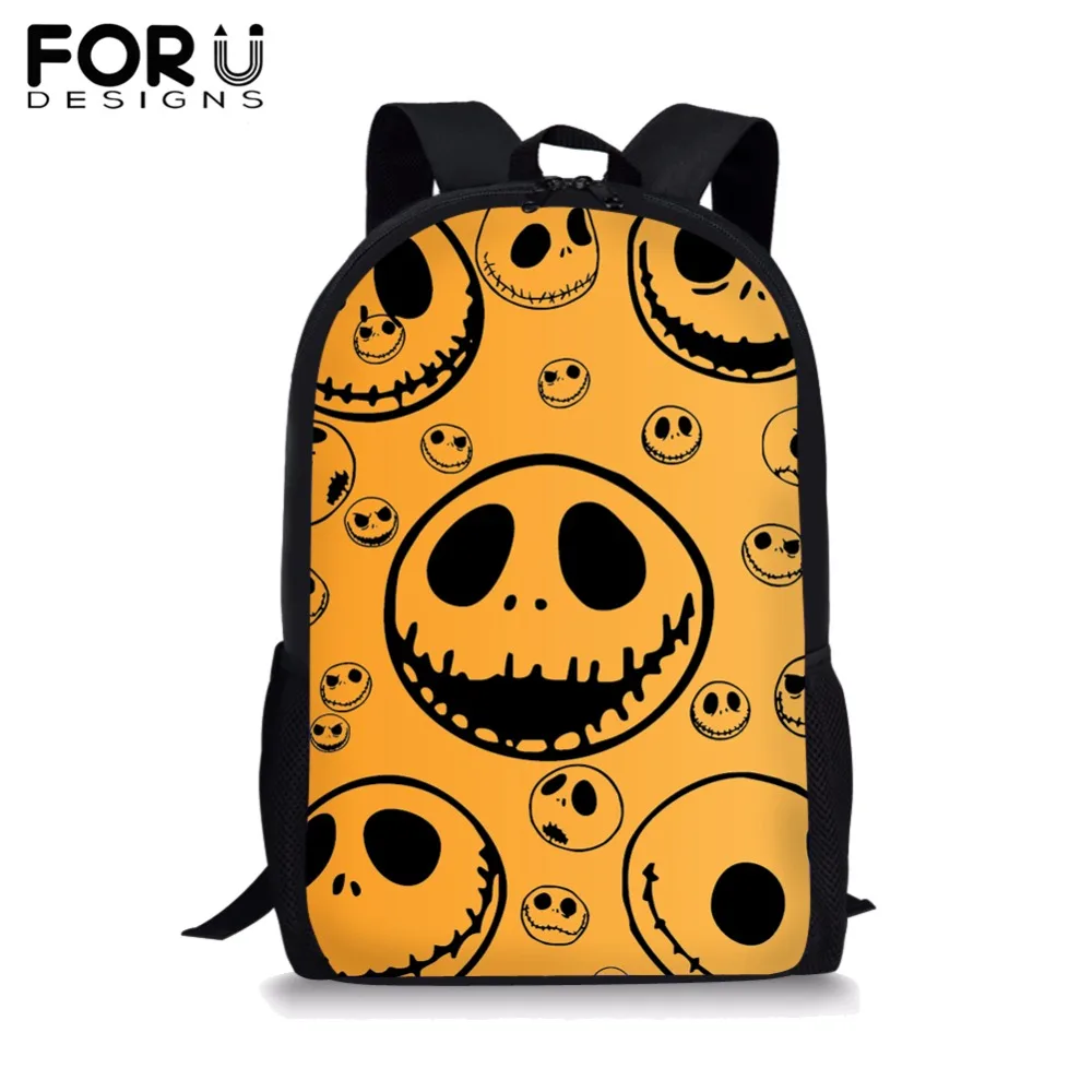 

FORUDESIGNS Cool Skull Skeleton Orthopedics School Backpack Bag for Boy Girl BookBag Teenagers Student Book Bag Mochila Rucksack