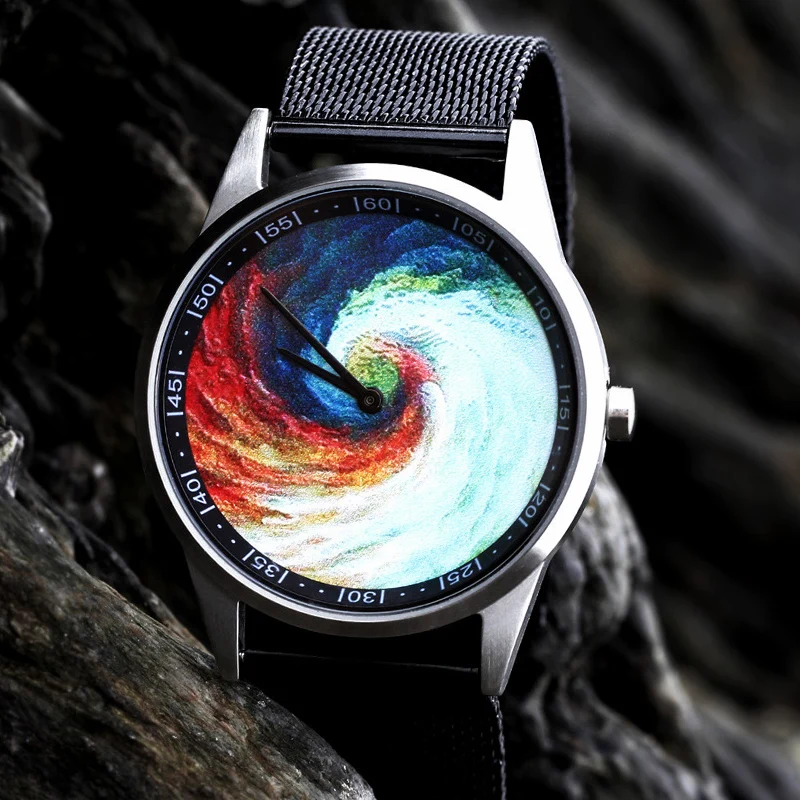 Ceny 2019 Enmex design zegarek 3D Rainbow Vortex kreatywny design opakowanie ze stali nierdzewnej obraz olejny twarz moda zegarek kwarcowy