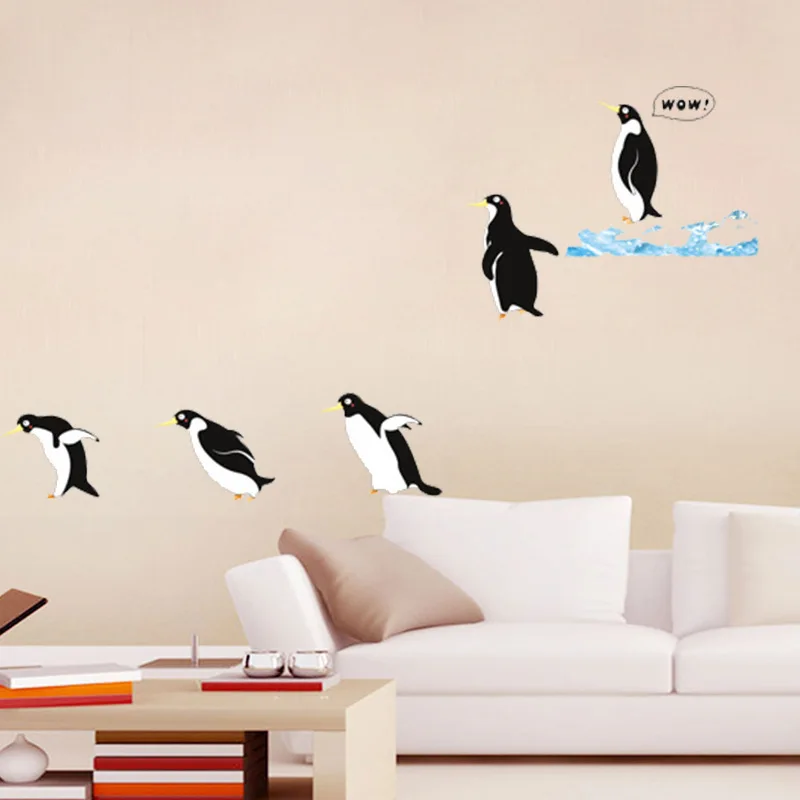 Виниловые наклейки на стену Arctic Iceland Penguin забавная мультяшная Настенная Наклейка
