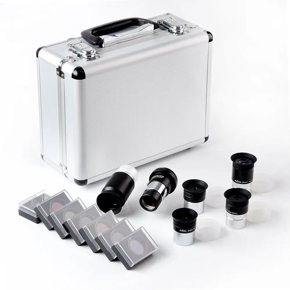 1.25 Inch Telescope Eyepiece and Filter Set Telescope Accessory Kit (Silver) 5pcs Plossl