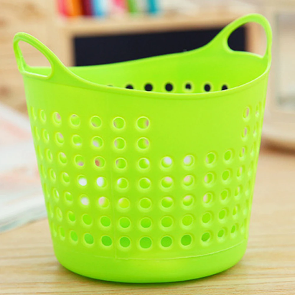 

Portable Plastic Pencil Pot Desk Pen Organizer Flower Holder Makeup Brush Container Stationery Storage Basket Cosmetic Organizer