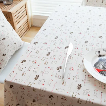 

Cute Cat Printed Linen Table Cloth Rectangular Dining Tea Tablecloth for Party Picnic High Quality Home Textile 8 size