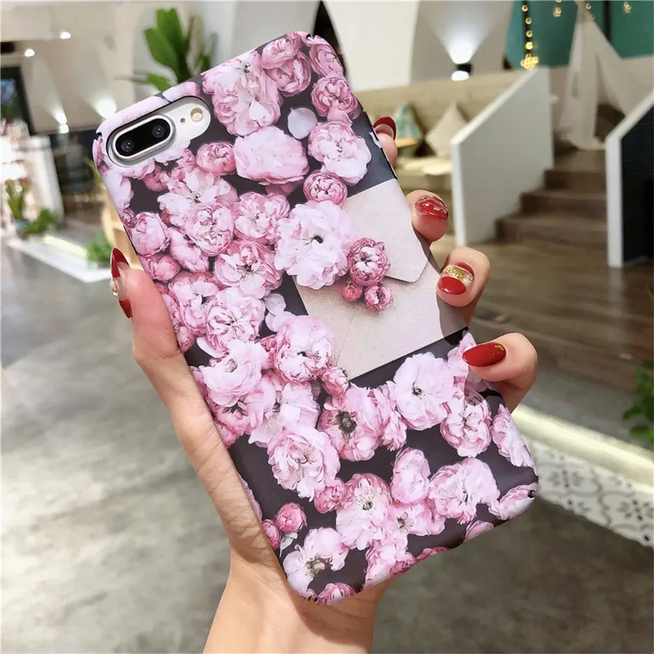 MOUSEMI Protective Funda For iPhone 8Plus 6 6S 7 Matte Case Flower Printed Phone Case 7 Cases On For iPhone X 5s se 7 Back Cover (6)