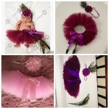 

Baby Girl Tulle Tutu Skirt and Flower Headband Set Newborn Photography Props Baby Birthday Gift Fotografia Costumes For Baby