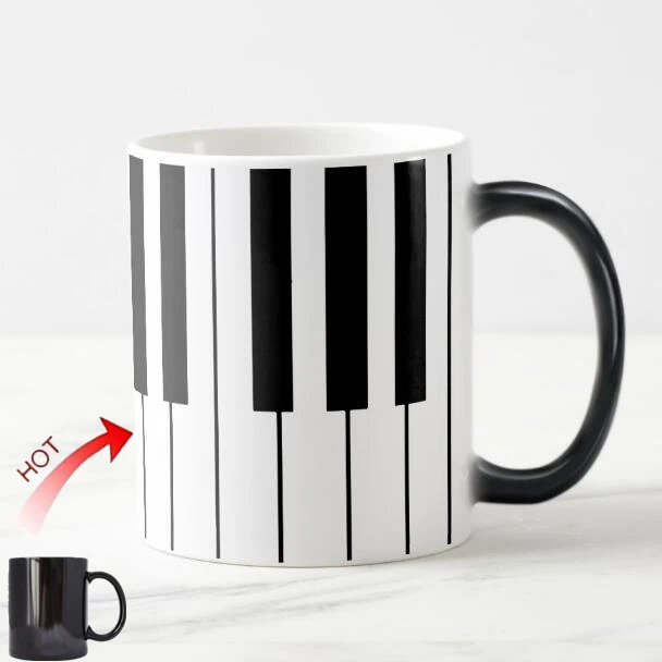 Funky Music Piano Keys Keyboard Magic Mug Creative Music Coffee Mugs Color Change Chic Novelty