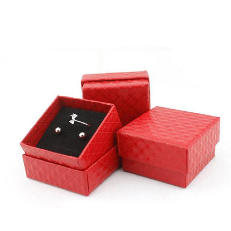 

Jewery Organizer Box Rings/Earrings Storage Small Gift Box DIY craft Display Case Package Wedding/etc Sponge Diamond Patternn wh