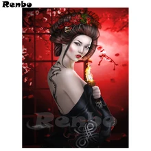 DIY фото на заказ, 5D алмазная вышивка крестиком полная дрель мозаика Алмазная вышивка Японская женщина Гейша домашний декор B72