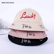 BERTHATINA модный хлопок повезло вышивка ведро шляпа, шляпа рыбака открытый ВС Кепки Шапки для Для мужчин Для женщин Рыбалка Шапки