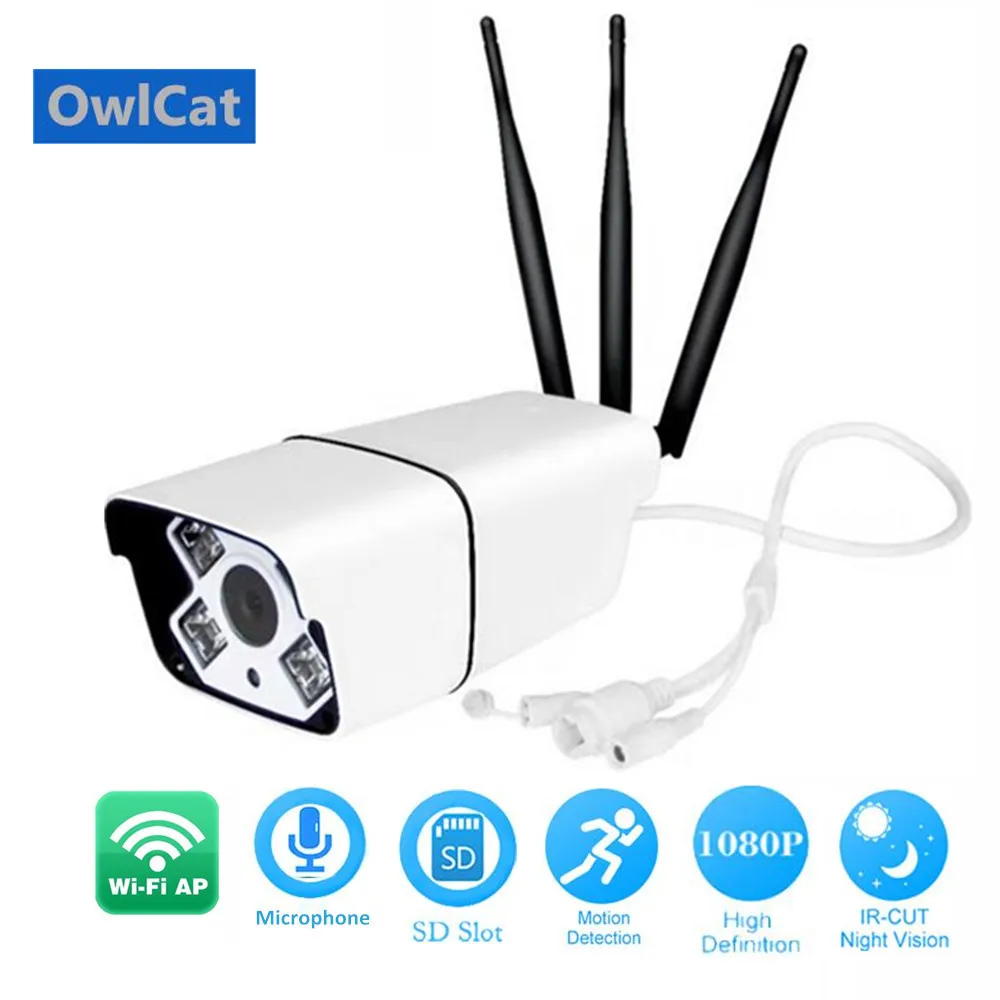 

OwlCat 1080P Home Security IP Camera Wireless WiFi Camera Audio monitoring Outdoor Waterproof With Miscro SD Card Slot Max 64G