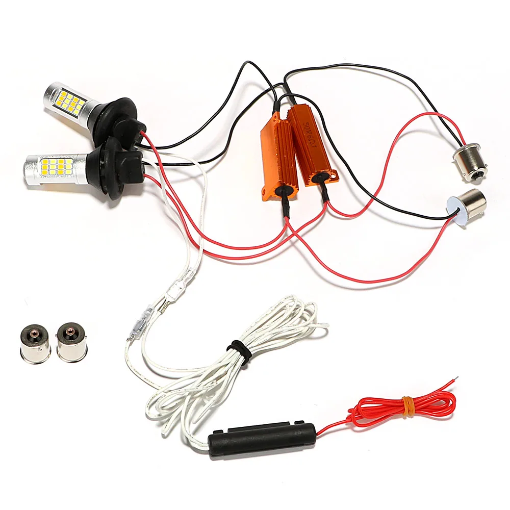 

2Pcs/Set Auto Lamps Daytime Running Lights DC 12V 2 In 1 Car Turn Signal Light Car-styling Universal LED Car DRL 1156 42 LEDs