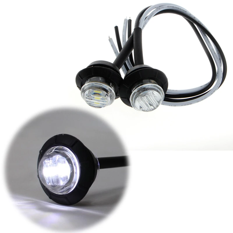 2X Mini White 3/4&quot Round Side 3 LED Marker Trailer Car Bullet Light Waterproof | Автомобили и мотоциклы