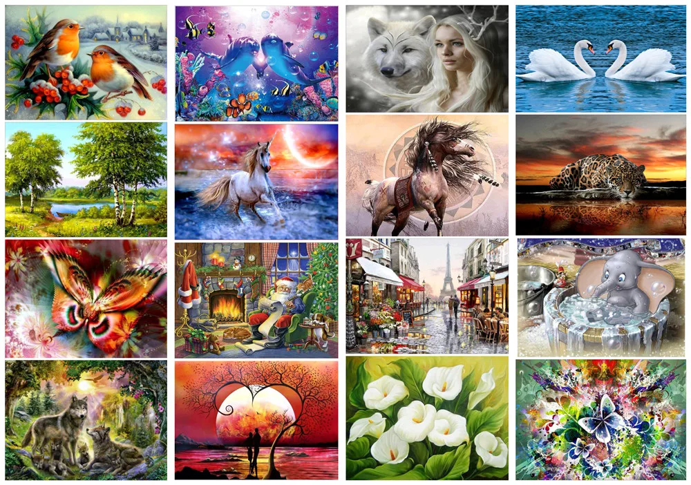 

5D DIY Diamond embroidery mosaic home decoration Landscape animal and flower diamond painting Cross Stitch Rhinestone