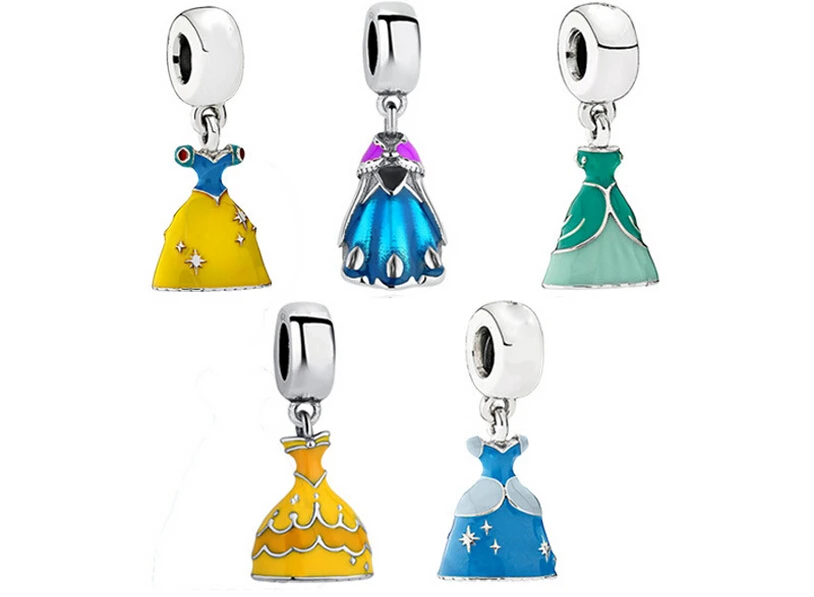 30*14MM Mix Silver Plated Cinderella Princess Dress charms european