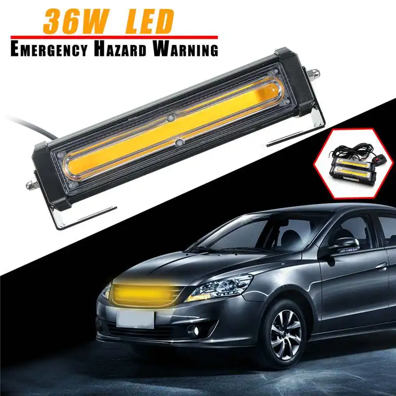 

Amber Car Emergency Signal Lamp 12V 36W COB LED Car Truck Beacon Warning Lamp Flashing Strobe Light Bar Amber
