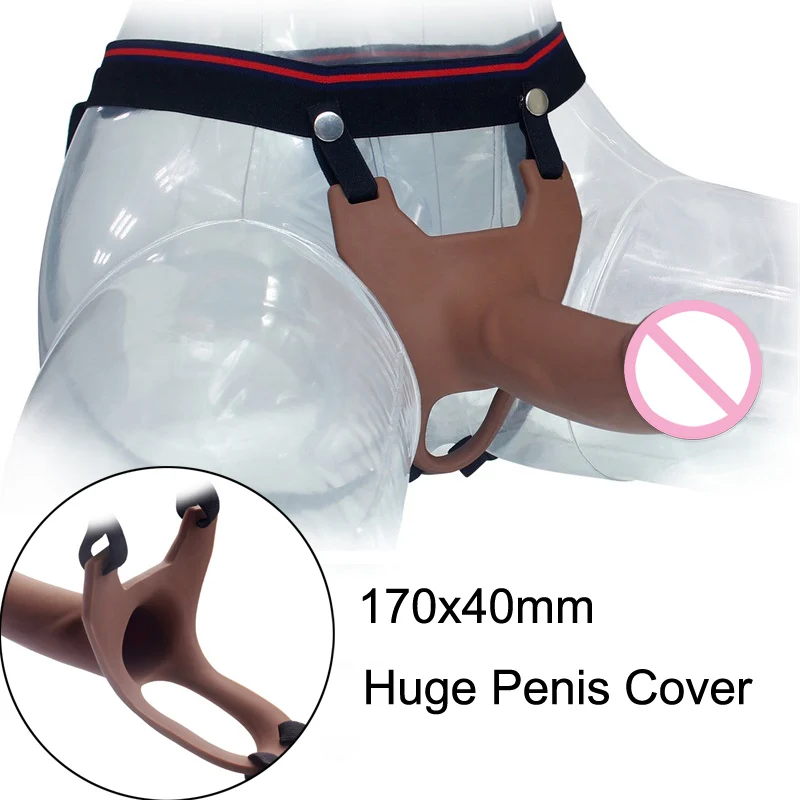 Realistic Hollow Strapon Silicone Curved Dong font b Dildo b font Harness Penis Enlarger Extender Sex