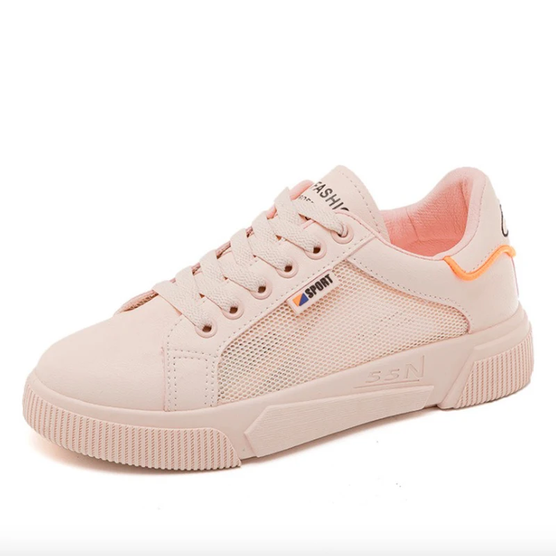 

Women Sneakers 2019 Summer Mesh Women Casual Shoes Flats Breathable Fashion Women Shoes Outdoor Soft lace-Up White Shoes