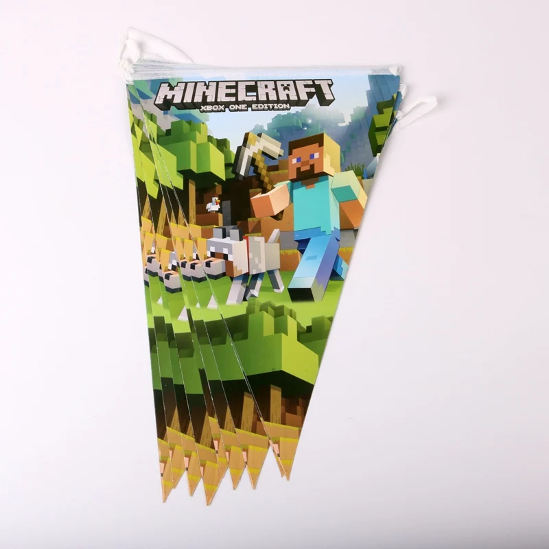 

Minecraft Theme Party Tableware Plate Banner Flags Kid's Birthday Party Decorations Supplies