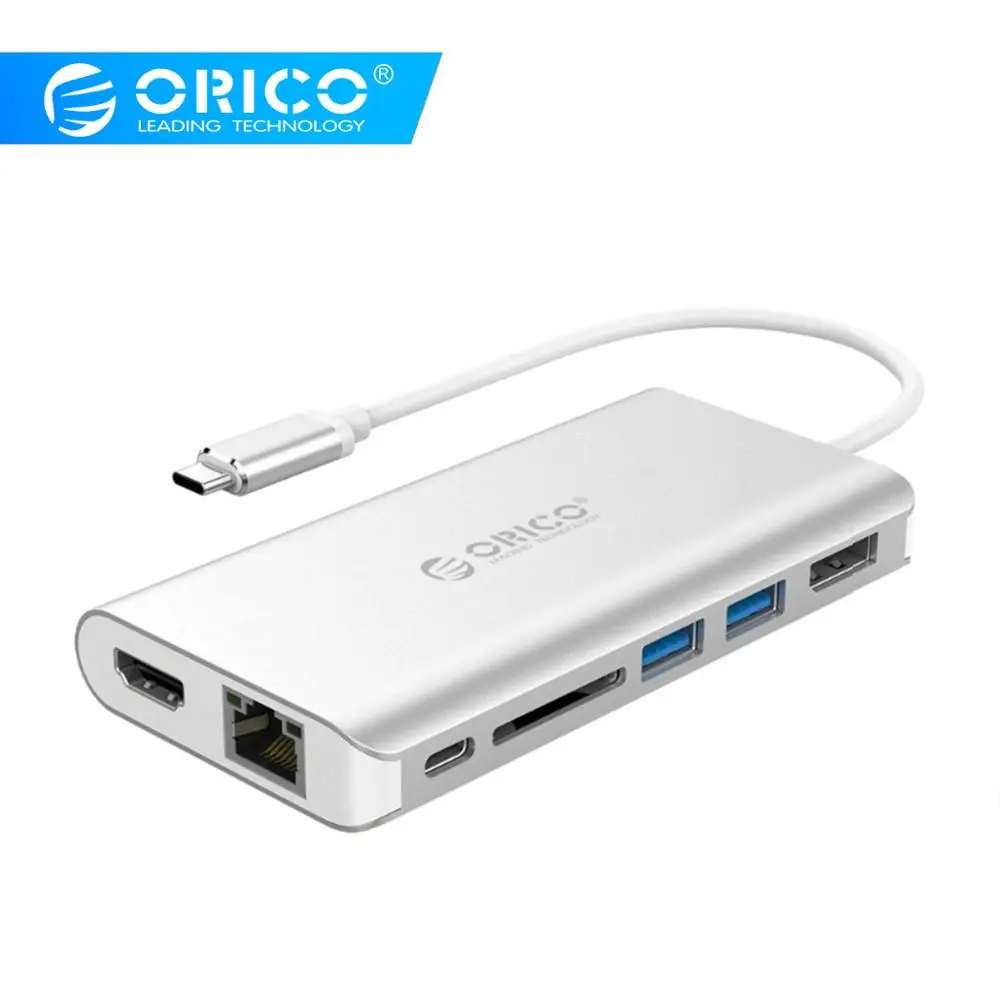 ORICO 7 в 1 USB C концентратор к USB3.0 HDMI Displayport RJ45 SD адаптер с Тип-C зарядки Порты для samsung S9 Примечание 8 MacBook Pro