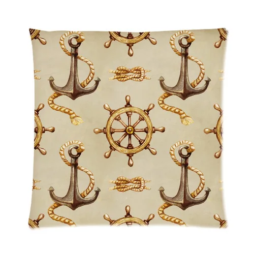 Vogue Designed Retro Nautical Anchor and Rudder Zippered Pillow Case 16x16 (one sides) | Дом и сад