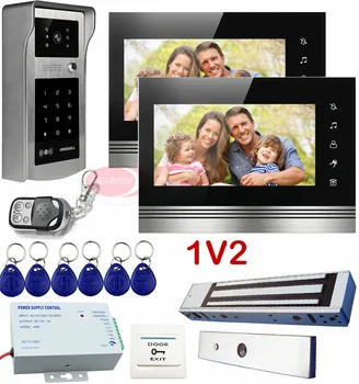 

1V2 Video Intercom Kit For a Detached House Rfid/Code Unlock Video Door Phone+ Intercom Electric Magnetic Lock Ip55 Touch Key