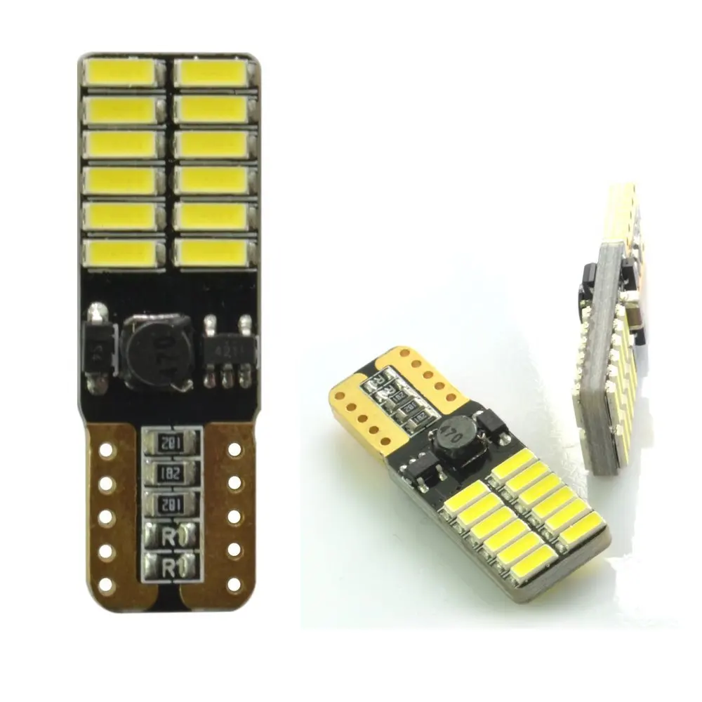 4x 24 SMD 3014 LED Lampe W5W T10 CAN Bus Weib 250LM 12V