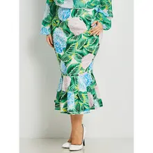 Цветочный принт размера плюс Для женщин юбка русалки комбинезон сексуальный облегающий зеленые летние элегантные вечерние Высокая талия миди модные юбки для женщин