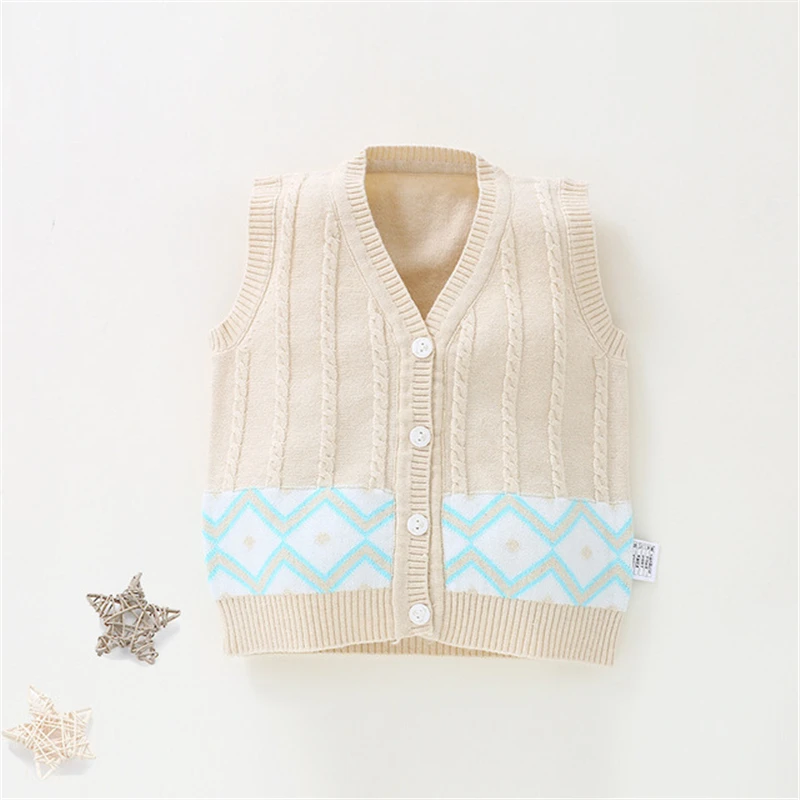 Однотонный удобный жилет для младенцев Удобная хлопковая верхняя одежда для маленьких детей симпатичное модное повседневное пальто, свитер AA60784