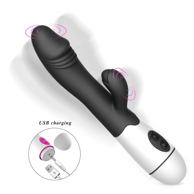 30 Speeds G-spot Dildo Rabbit Vibrator USB Charing Dual Vibration Silicone Female Vagina Clitoris Massager Sex Toys For Women | Красота и