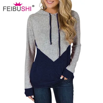 

FEIBUSHI Multicolor Sweatshirt Long Sleeve Casual Women Pullovers Gary Round Neck Cute Sweatshirt for Women adies Casual Sporty