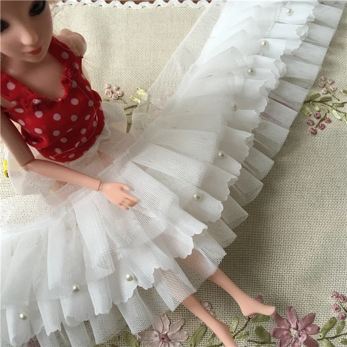 

5 Meters White Chiffon Mesh Yarn Lace Folds Sub-skirt Cuff Doll Skirt Wedding Diy Lace Accessories DecorationYN354